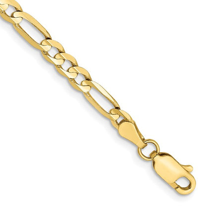 10K Yelow Gold 4mm Concave Open Figaro Chain