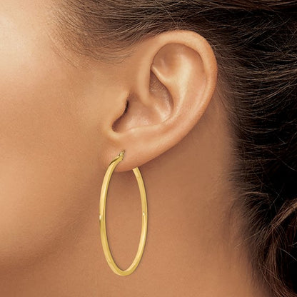 10k 2mm Square Tube Hoop Earrings