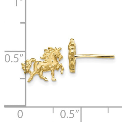 10K Satin Diamond-cut Unicorn Post Earrings