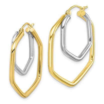 10k Two-tone Polished Hoop Earrings