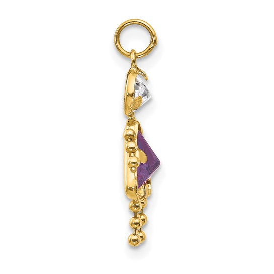 10K Yellow February Girl Birthstone Charm