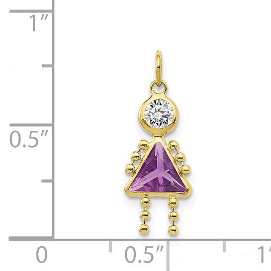 10K Yellow February Girl Birthstone Charm