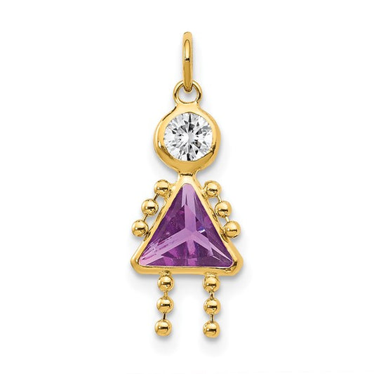 10K Yellow February Girl Birthstone Charm
