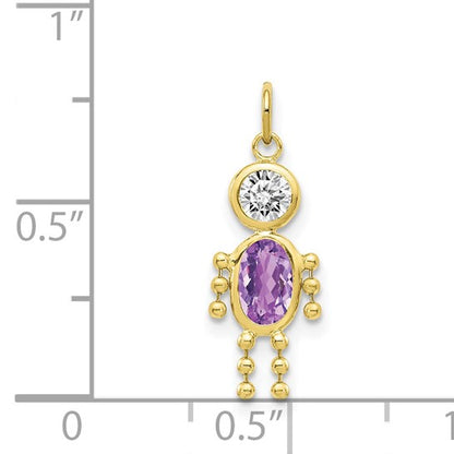 10K Yellow February Boy Birthstone Charm