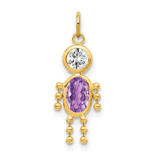 10K Yellow February Boy Birthstone Charm