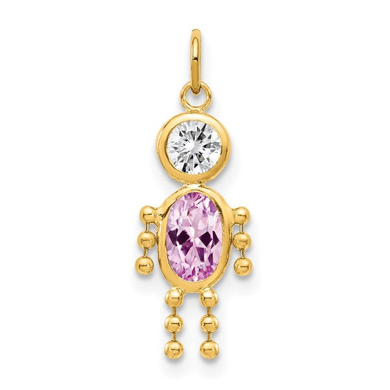 10K Yellow June Boy Birthstone Charm