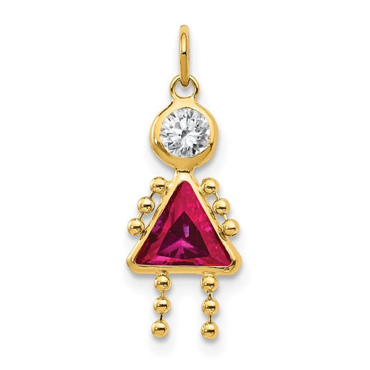 10K Yellow July Girl Birthstone Charm