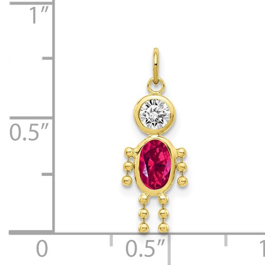 10K Yellow July Boy Birthstone Charm