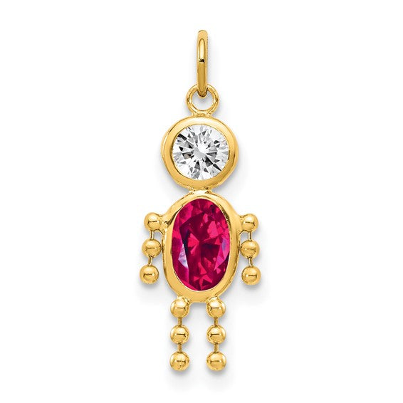 10K Yellow July Boy Birthstone Charm