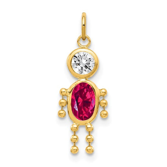 10K Yellow July Boy Birthstone Charm