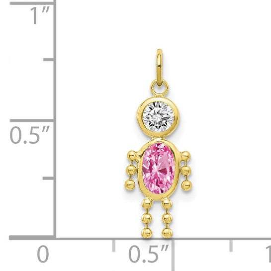 10K Yellow October Boy Birthstone Charm