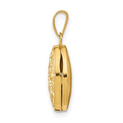 10K Beaded Scroll Design Oval Locket Charm