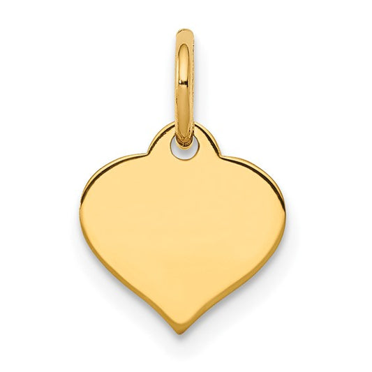 10K Plain Heart Disc Charm
