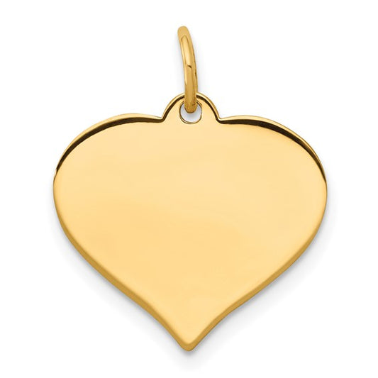 10K Plain Heart Disc Charm