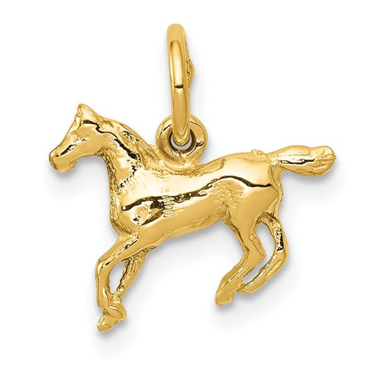 10K Yellow Polished Horse Charm
