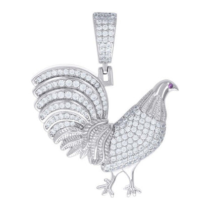 Sterling Silver Moissanite Rooster Pendant