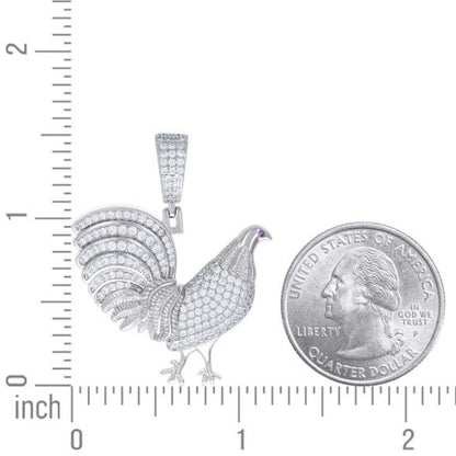 Sterling Silver Moissanite Rooster Pendant