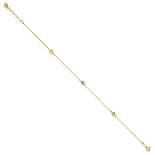 14k Two-tone D/C 9in Plus 1in extender Anklet