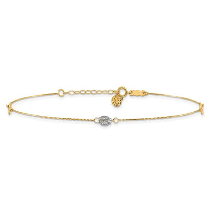 14k Two-tone D/C 9in Plus 1in extender Anklet