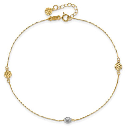 14k Two-tone D/C 9in Plus 1in extender Anklet