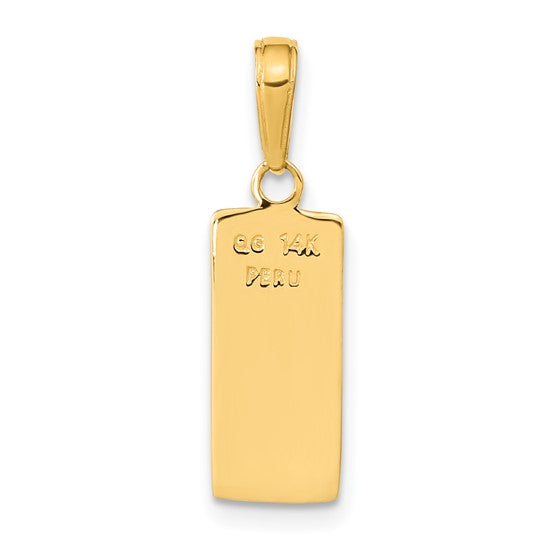 14K 3D Gold Bar Pendant