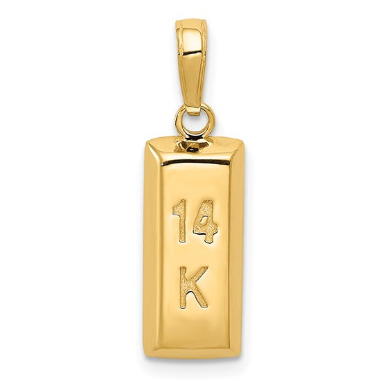 14K 3D Gold Bar Pendant