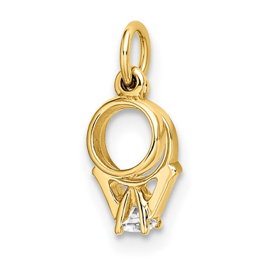 14K CZ Mini 3-D Wedding Rings Charm