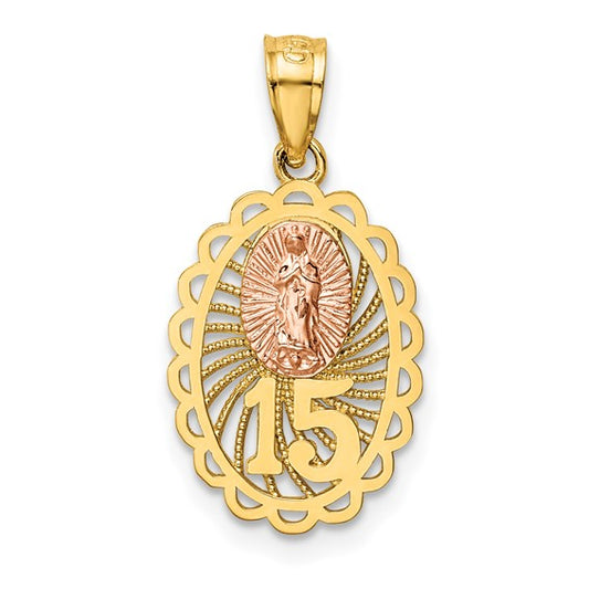10K Two-Toned 15 Lady Of Guadalupe Charm