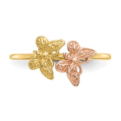 14k Two-Tone Polished Butterfly Ring