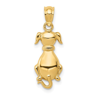 14K Yellow Polished Sitting Dog Back Charm