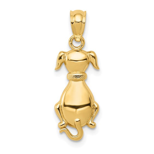 14K Yellow Polished Sitting Dog Back Charm
