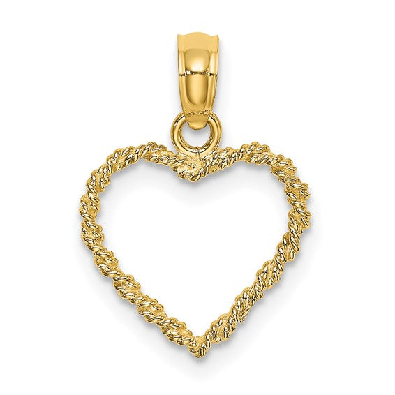 14K Yellow 3-D Heart Charm