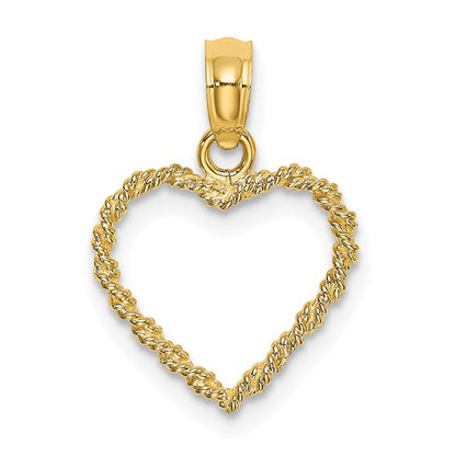 14K Yellow 3-D Heart Charm