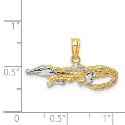 14K Yellow & White Rhodium 2-D Alligator Charm
