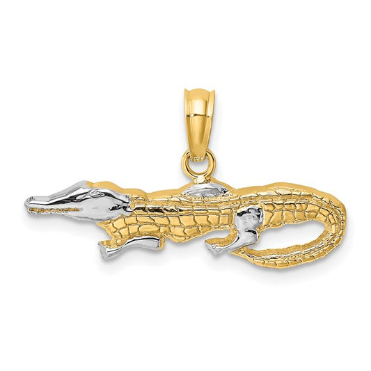 14K Yellow & White Rhodium 2-D Alligator Charm