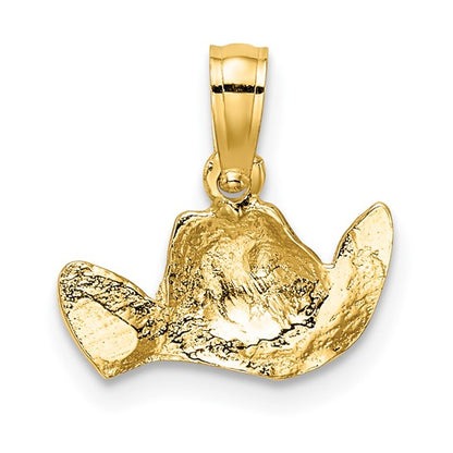 14K Yellow & White Rhodium Cowboy Hat Charm