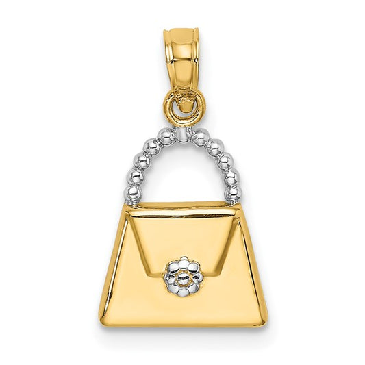 14K & White Rhodium Purse Charm