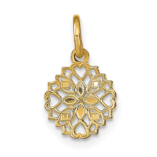 14K Yellow gold & White Rhodium Flower Charm
