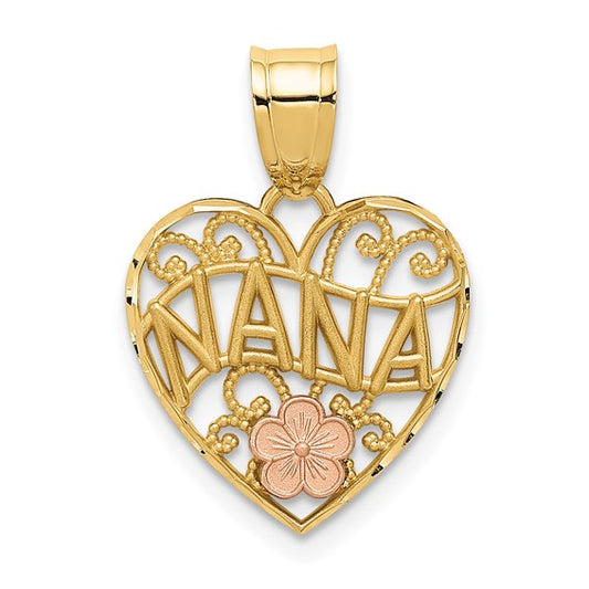 10K Two-Toned NANA Heart Charm