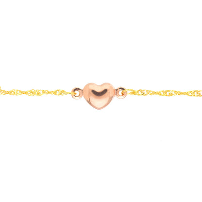 14K Two-Tone Rose Heart Anklet