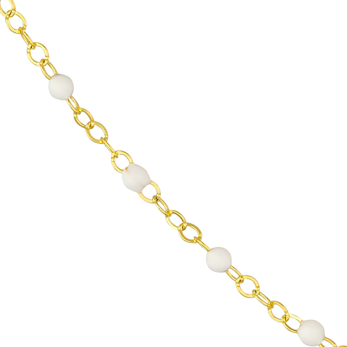 14K White Enamel Bead on Piatto Chain