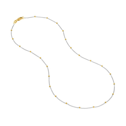14K Two-Tone Saturn Curb Chain with Lobster Lock