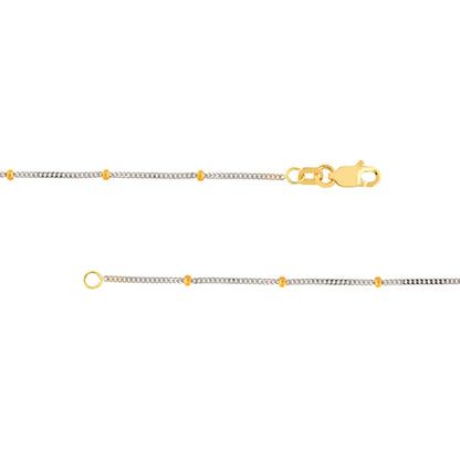14K Two-Tone Saturn Curb Chain with Lobster Lock
