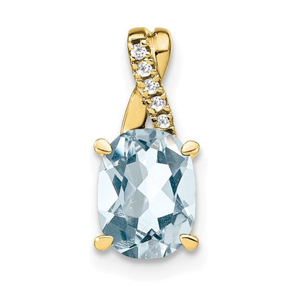 10K Yellow Gold Aquamarine & Diamond Pendant