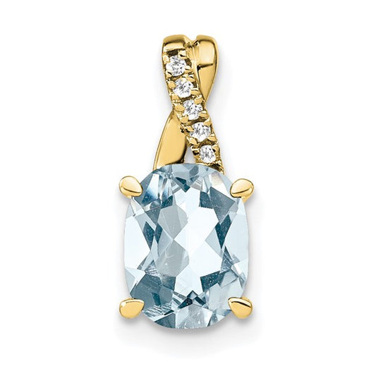 10K Yellow Gold Aquamarine & Diamond Pendant