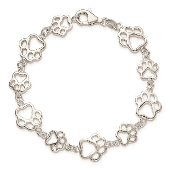 Sterling Silver Paw Print Bracelet