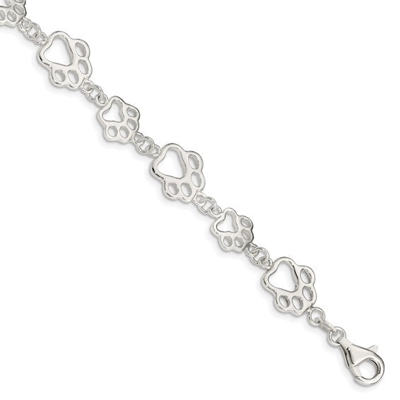 Sterling Silver Paw Print Bracelet