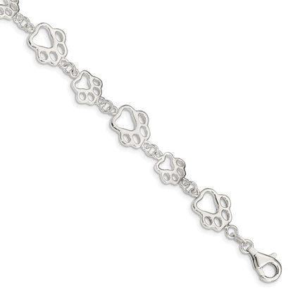 Sterling Silver Paw Print Bracelet