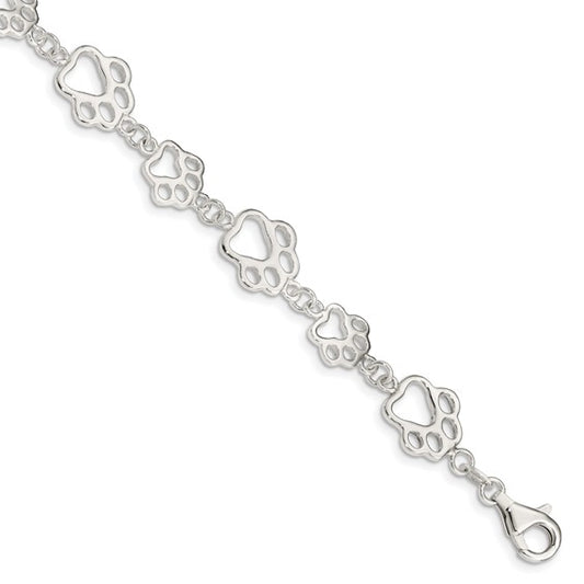 Sterling Silver Paw Print Bracelet