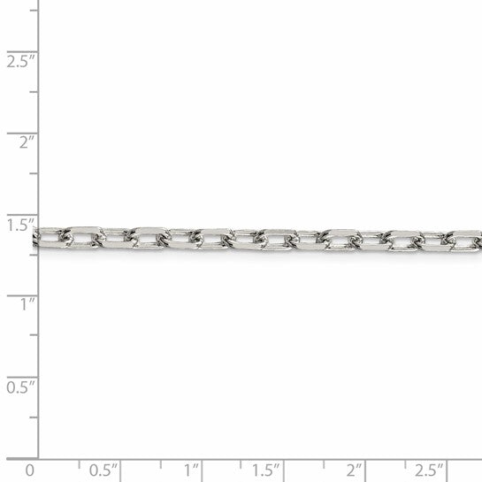 Sterling Silver 4.3mm Dia-Cut Cable Link Charm Bracelet